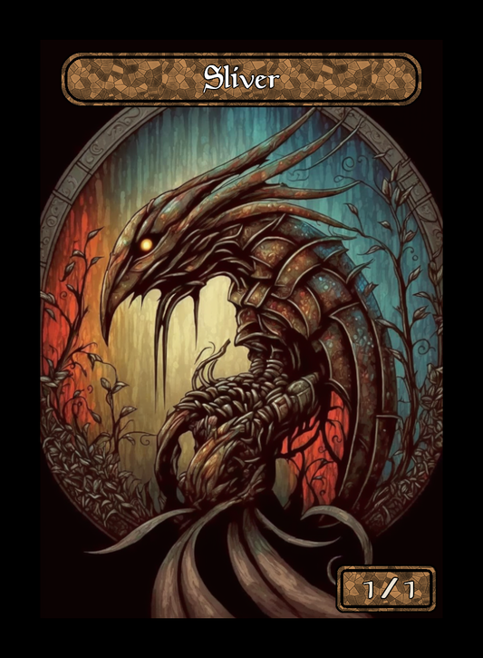 Sliver token - custom Stained Glass art design for tabletop gaming