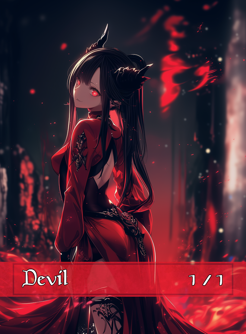 Devil token - custom Anime art design for tabletop gaming