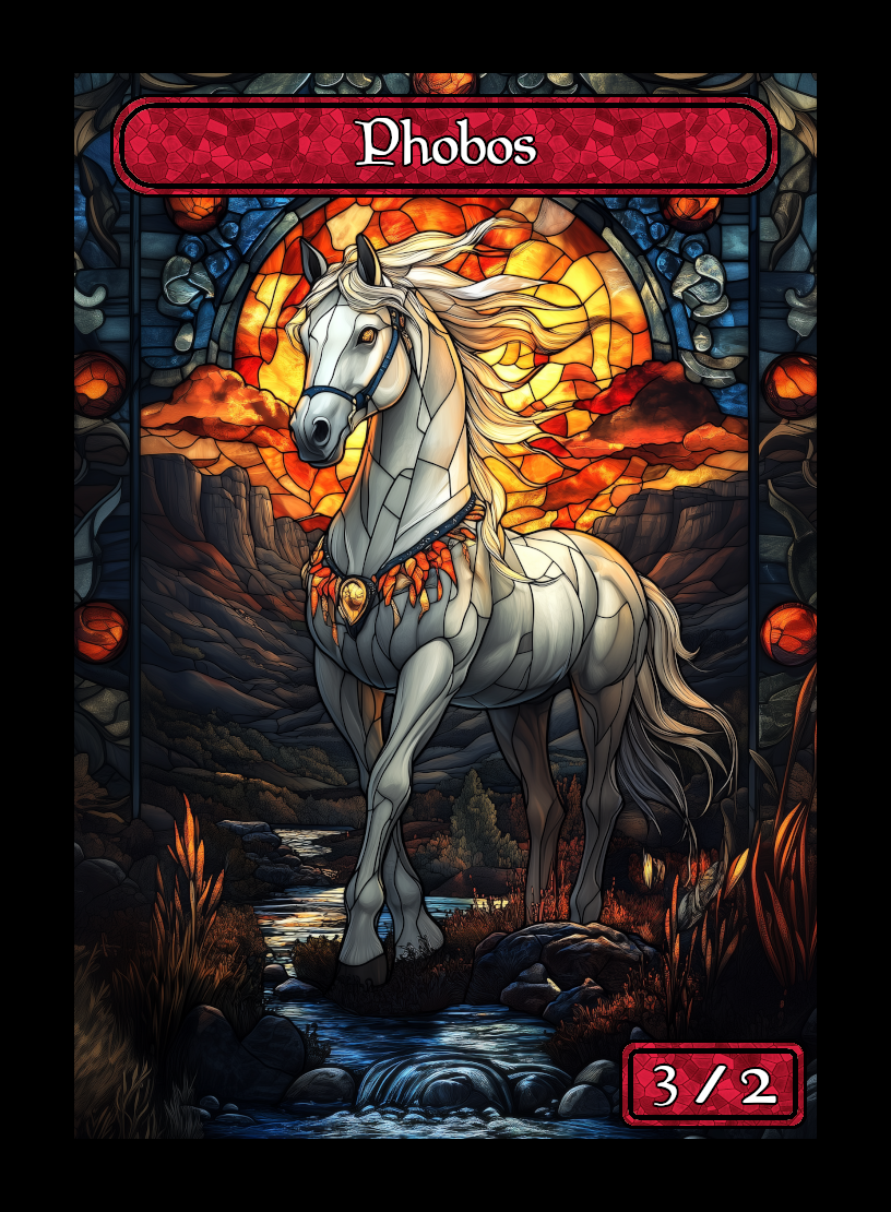 Phobos token - custom Stained Glass art design for tabletop gaming
