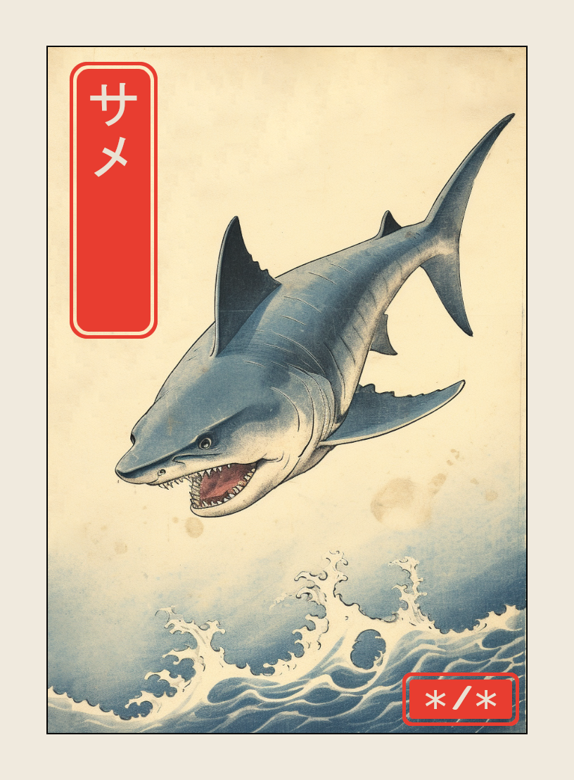 Shark token - custom Japanese art design for tabletop gaming