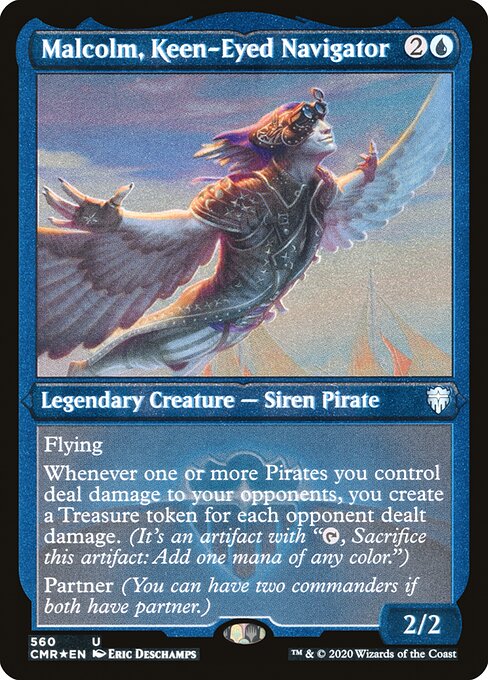 Malcolm, Keen-Eyed Navigator (Foil Etched) - Commander Legends #560