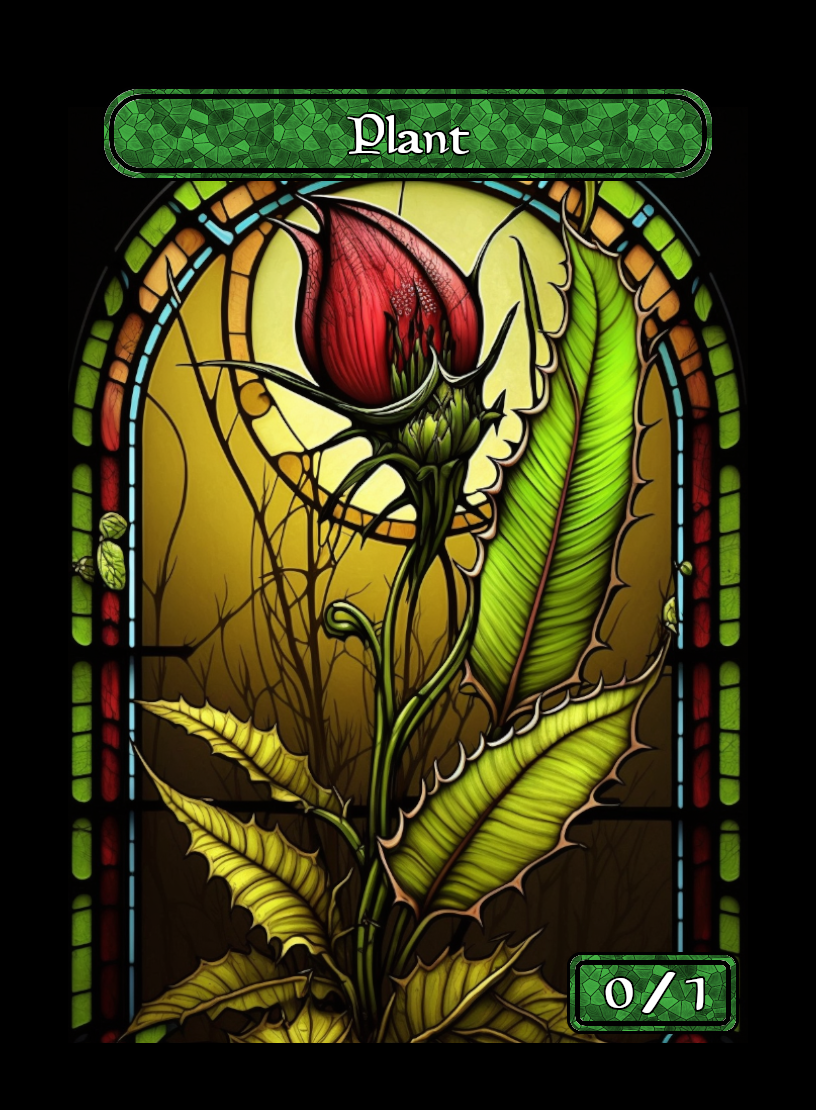 Plant token - custom Stained Glass art design for tabletop gaming