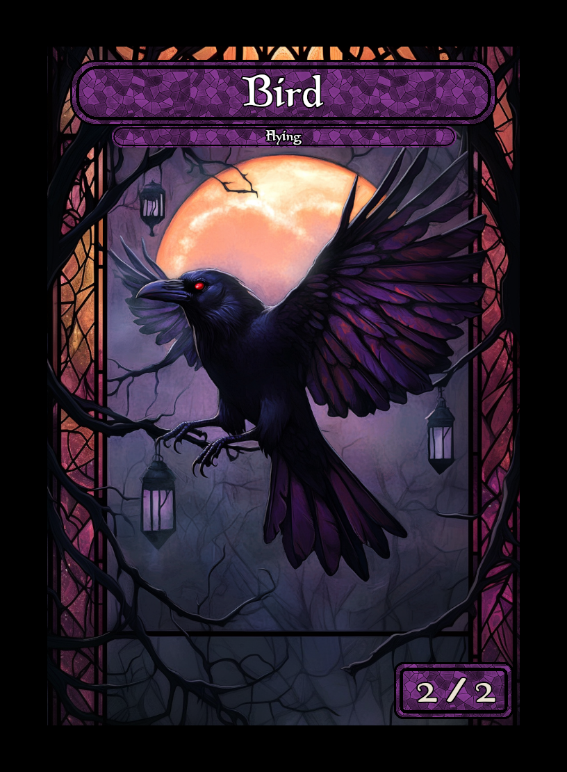 Bird token - custom Stained Glass art design for tabletop gaming