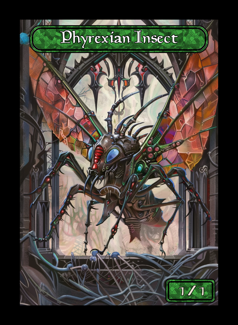 Phyrexian Insect token - custom Stained Glass art design for tabletop gaming