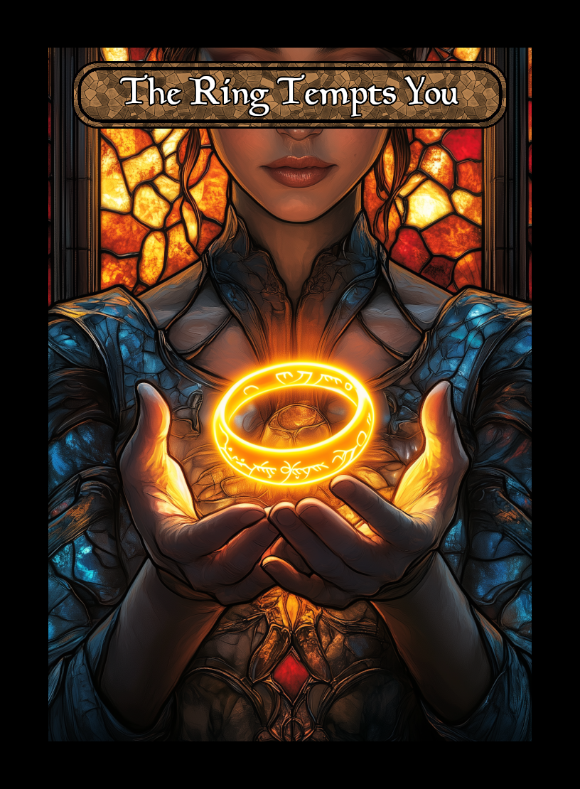 The Ring Tempts You token - custom Stained Glass art design for tabletop gaming