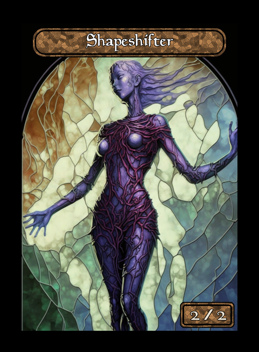 Shapeshifter token - custom Stained Glass art design for tabletop gaming