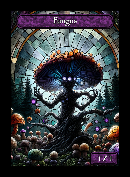 Fungus token - custom Stained Glass art design for tabletop gaming