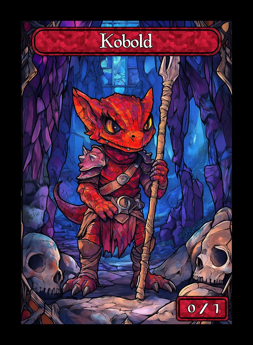 Kobold token - custom Stained Glass art design for tabletop gaming