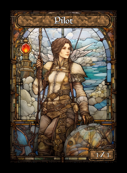 Pilot token - custom Stained Glass art design for tabletop gaming