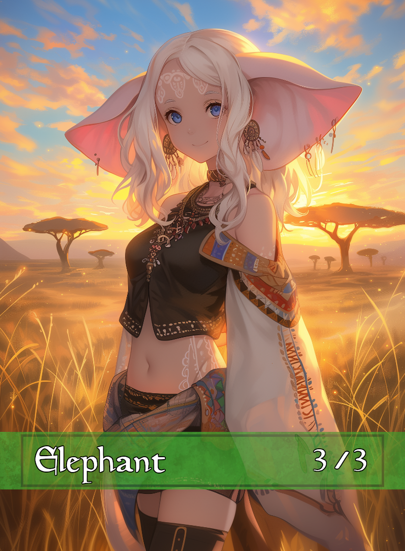 Elephant token - custom Anime art design for tabletop gaming
