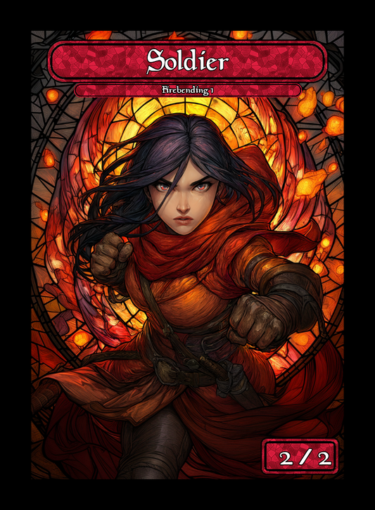 Soldier token - custom Stained Glass art design for tabletop gaming
