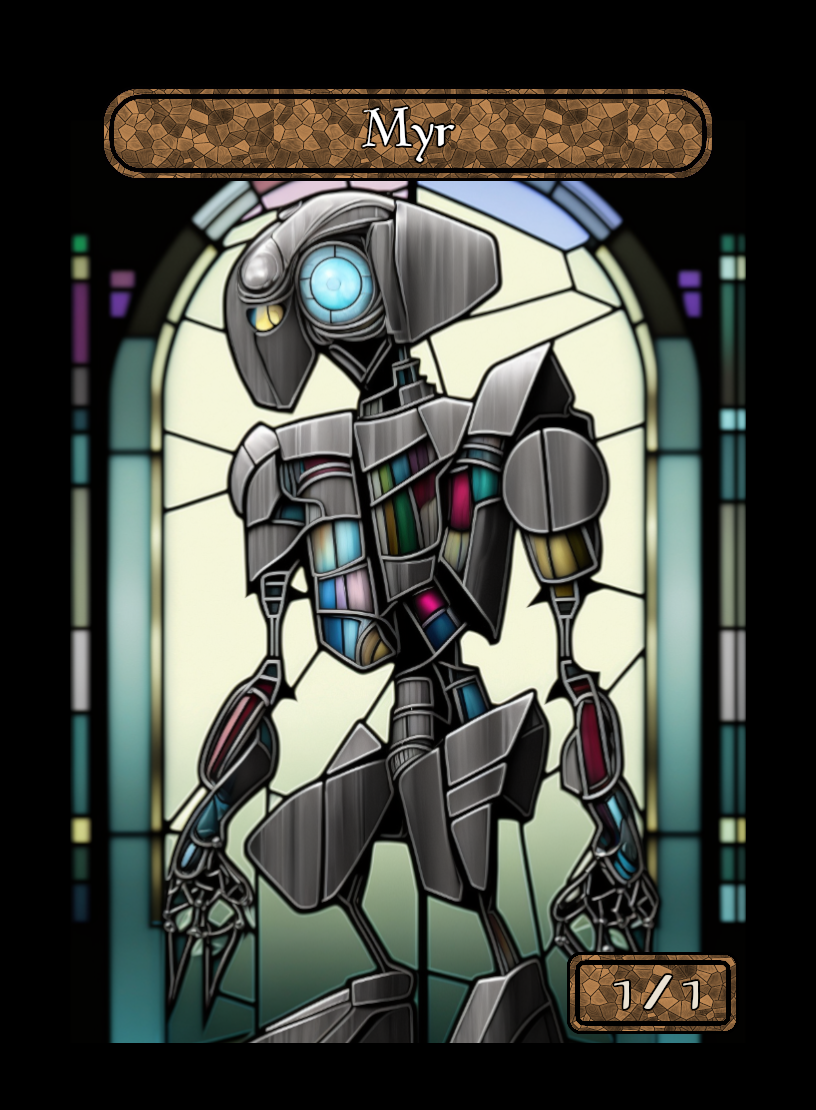 Myr token - custom Stained Glass art design for tabletop gaming