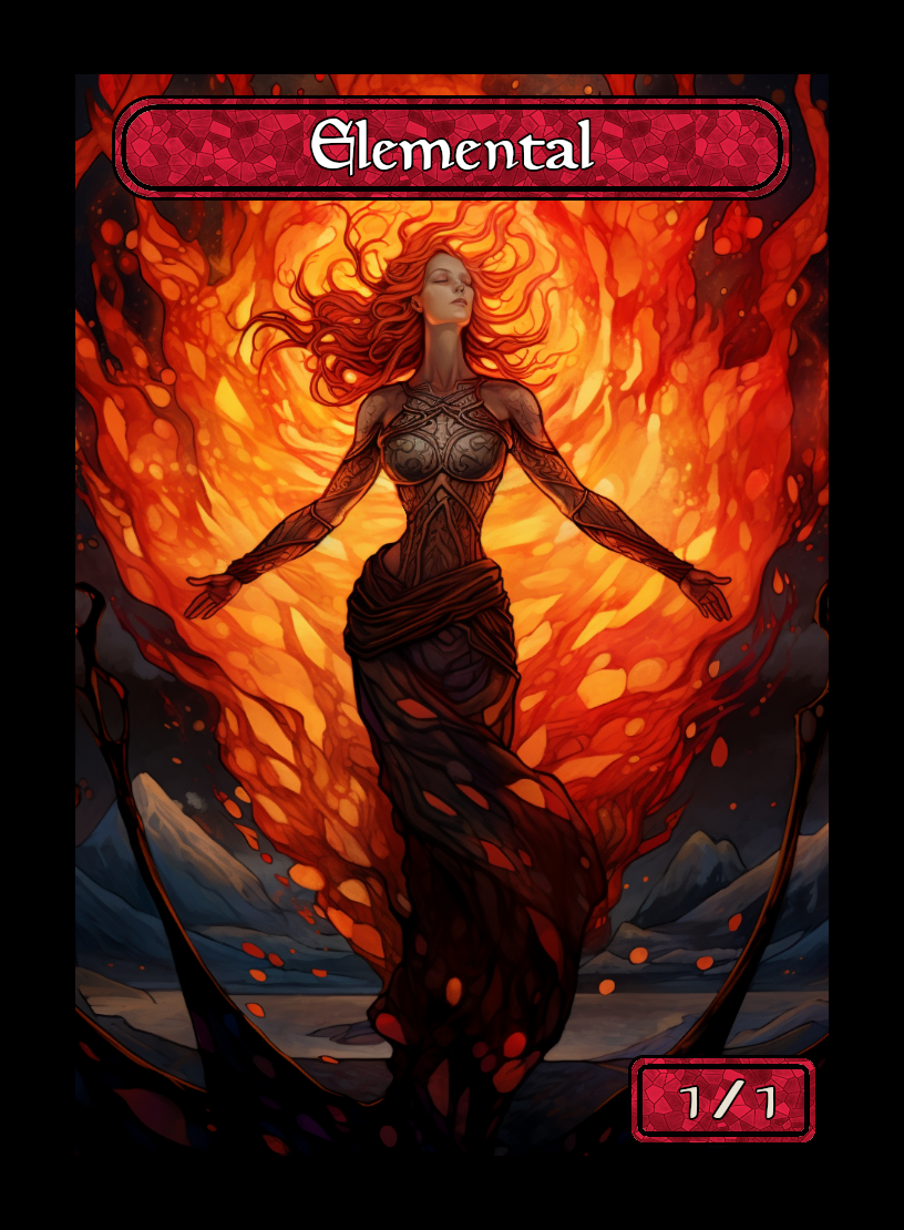 Elemental token - custom Stained Glass art design for tabletop gaming