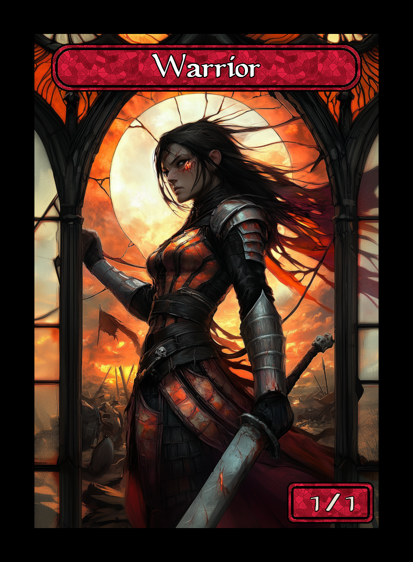 Warrior token - custom Stained Glass art design for tabletop gaming