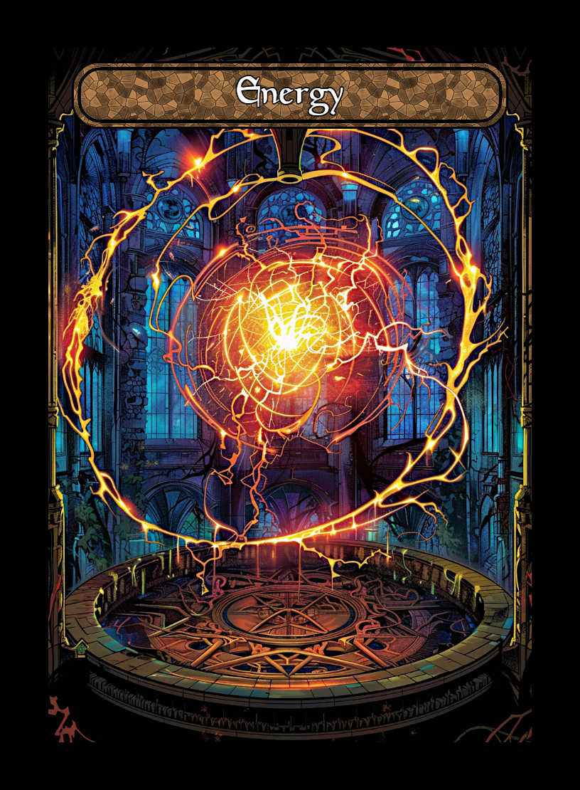Energy token - custom Stained Glass art design for tabletop gaming