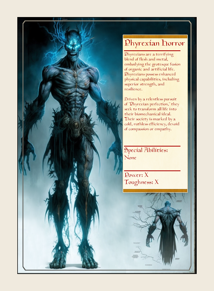 Phyrexian Horror token - custom Monster Profile art design for tabletop gaming