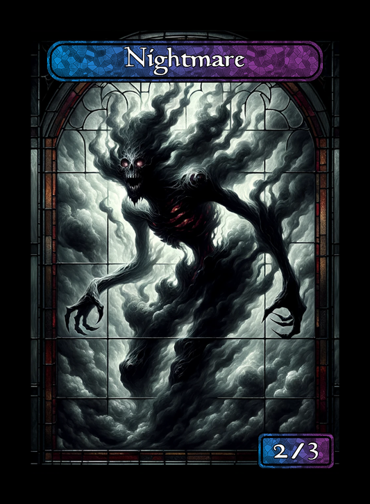Nightmare token - custom Stained Glass art design for tabletop gaming