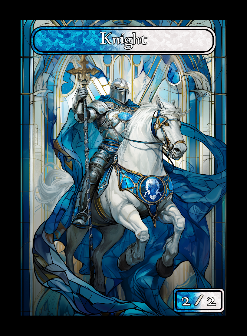 Knight token - custom Stained Glass art design for tabletop gaming