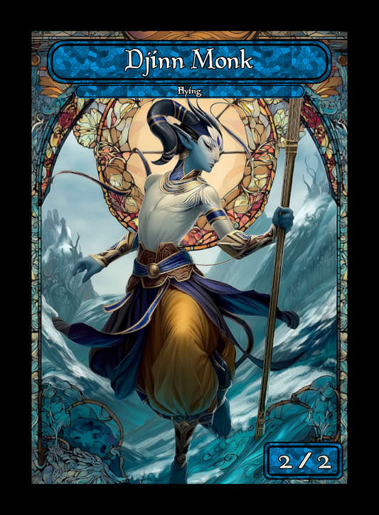 Djinn Monk token - custom Stained Glass art design for tabletop gaming