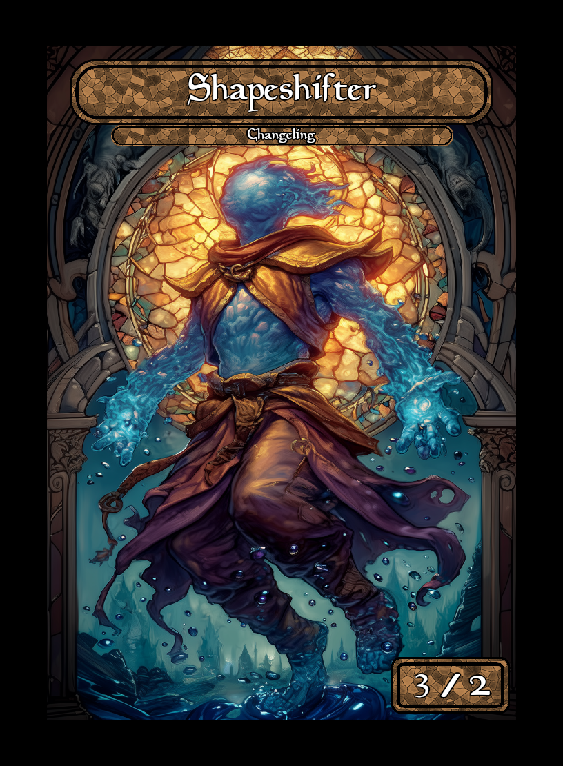 Shapeshifter token - custom Stained Glass art design for tabletop gaming
