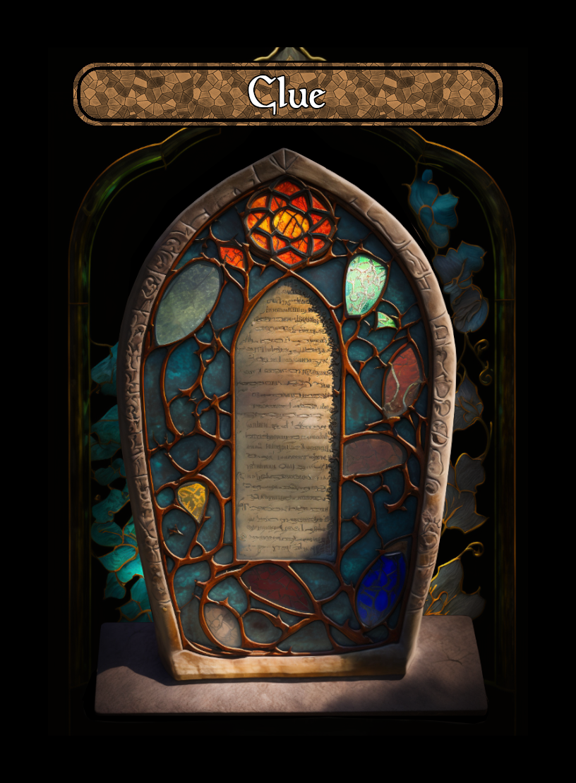 Clue token - custom Stained Glass art design for tabletop gaming