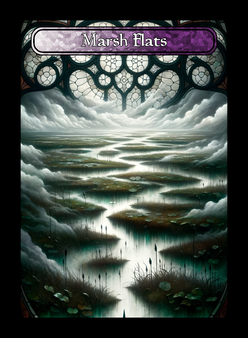 Marsh Flats token - custom Stained Glass art design for tabletop gaming