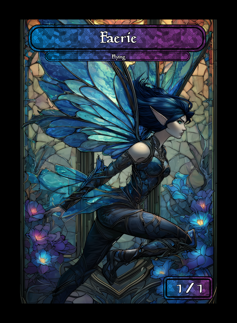 Faerie token - custom Stained Glass art design for tabletop gaming