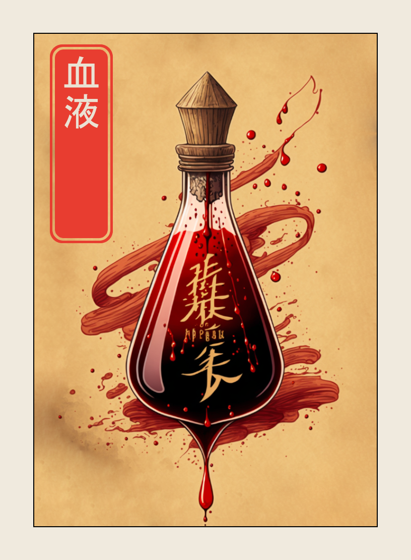 Blood token - custom Japanese art design for tabletop gaming