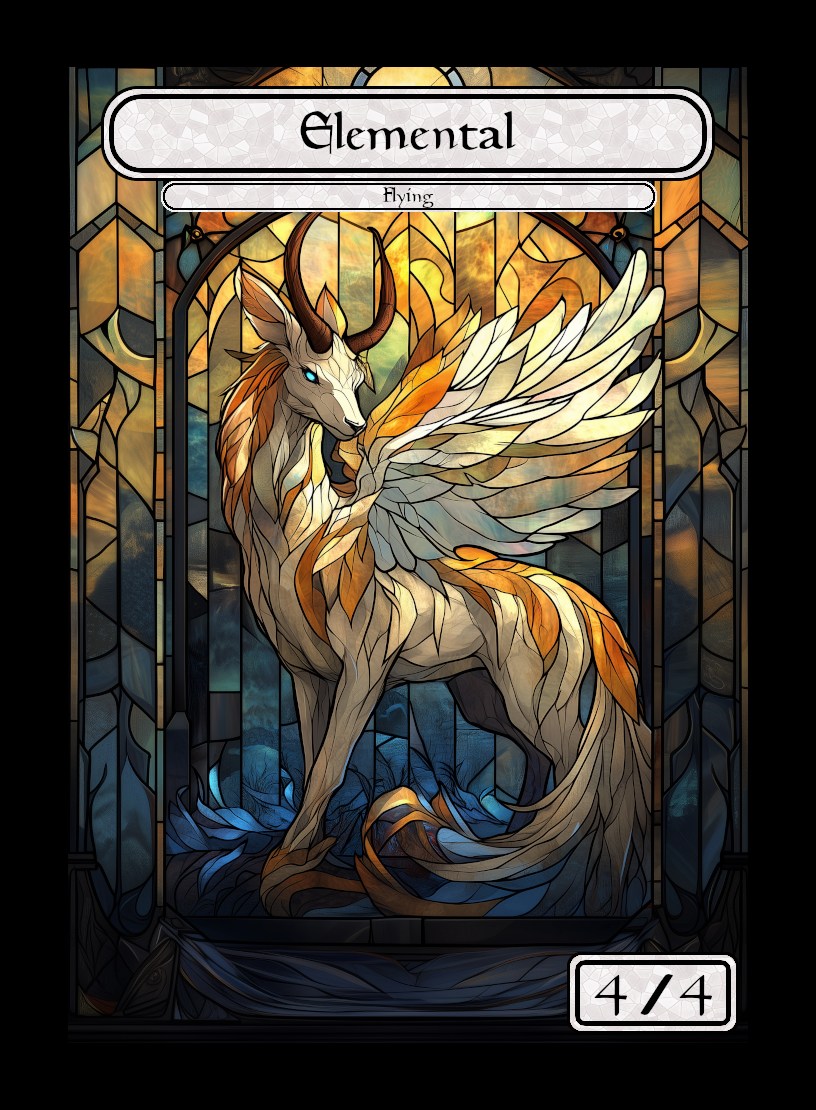 Elemental token - custom Stained Glass art design for tabletop gaming