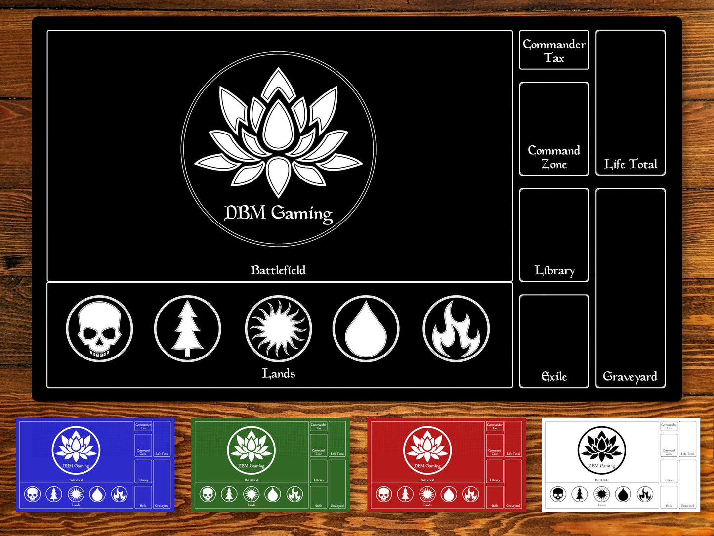 Magic Zone Layout 14" X 24" Playmat For EDH and Commander (multiple colors)