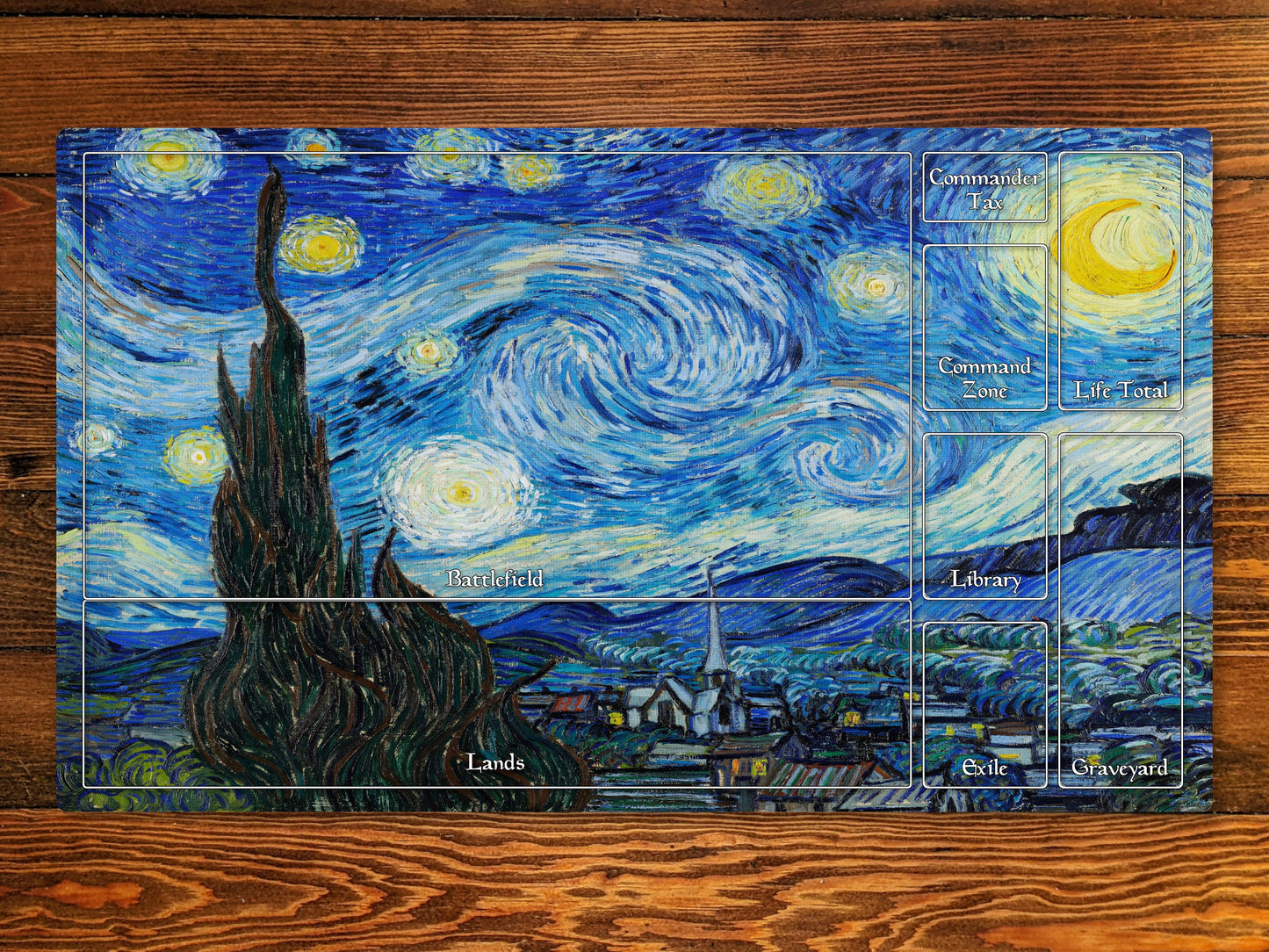 Vincent Van Gogh Starry Night 14x24 Playmat With Magic Zone Layout For Edh And Commander