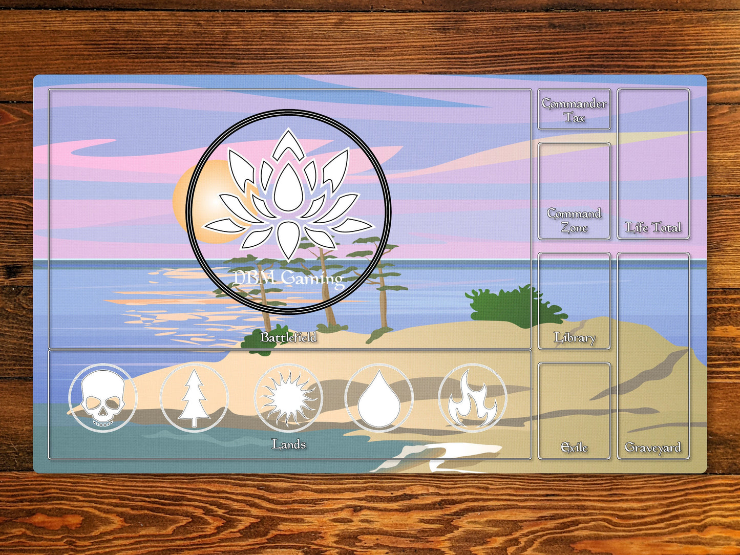 Island 14" X 24" Playmat For Edh, Commander, And Other Tcg Games With Magic Zone Layout