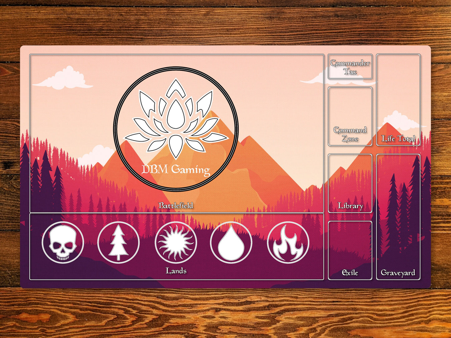 Mountain 14" X 24" Playmat For Edh, Commander, And Other Tcg Games With Magic Zone Layout