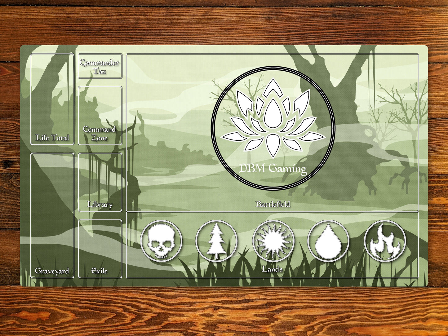Swamp 14" X 24" Playmat For Edh, Commander, And Other Tcg Game With Magic Zone Layout