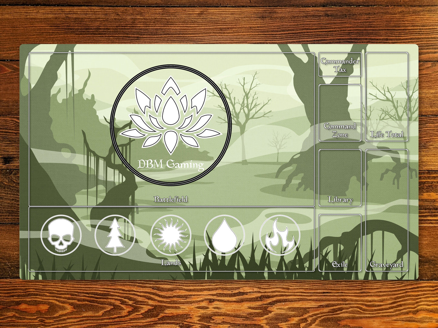 Swamp 14" X 24" Playmat For Edh, Commander, And Other Tcg Game With Magic Zone Layout