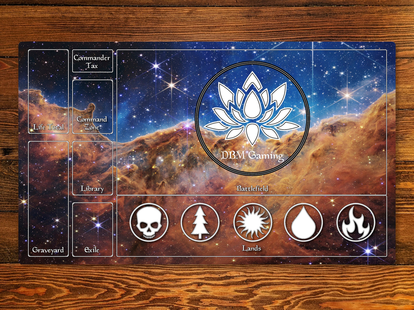 Cosmic Cliffs 14" X 24" Playmat For Ccg And Other Tabletop Games With Magic Zone Layout