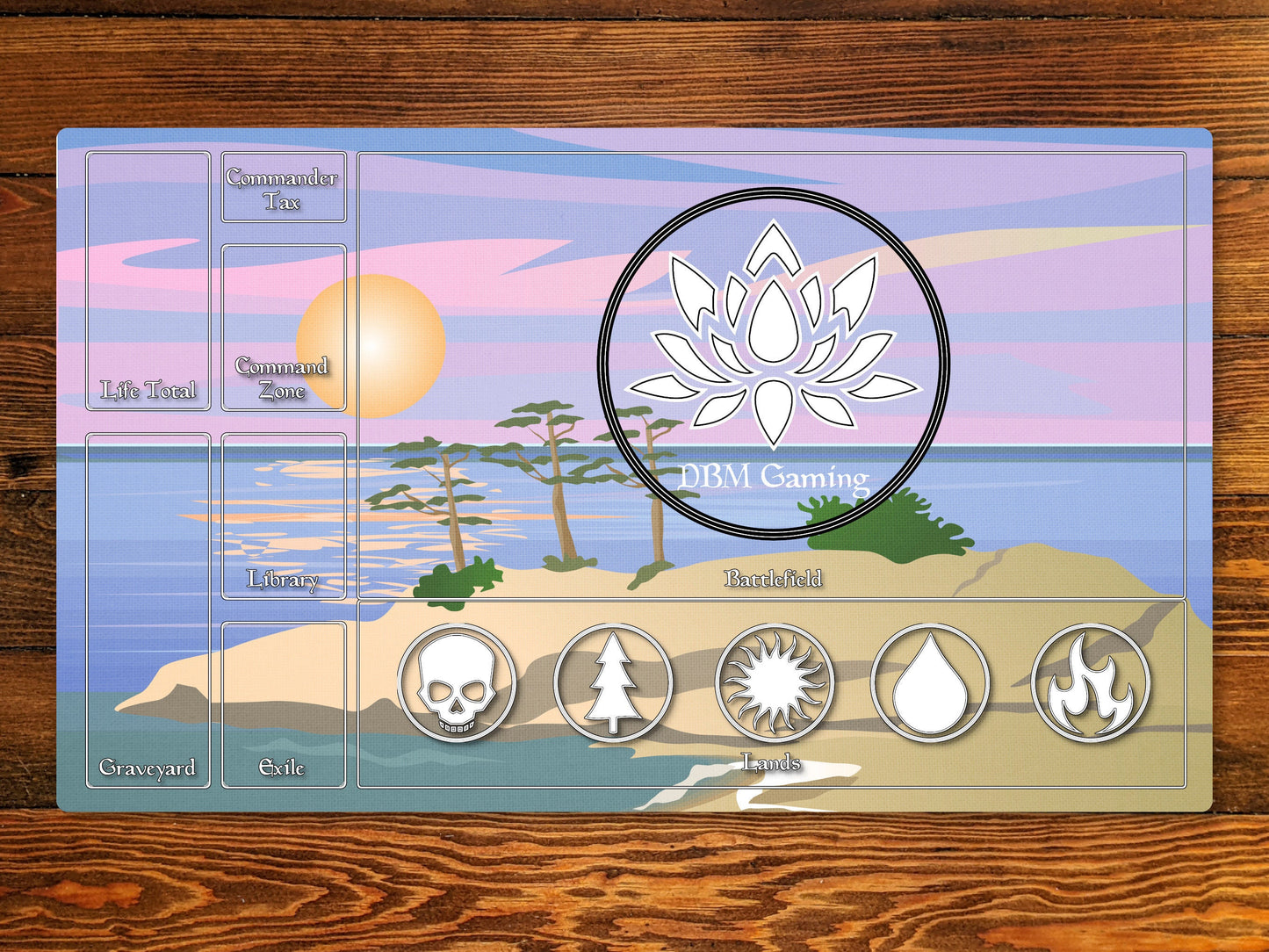 Island 14" X 24" Playmat For Edh, Commander, And Other Tcg Games With Magic Zone Layout