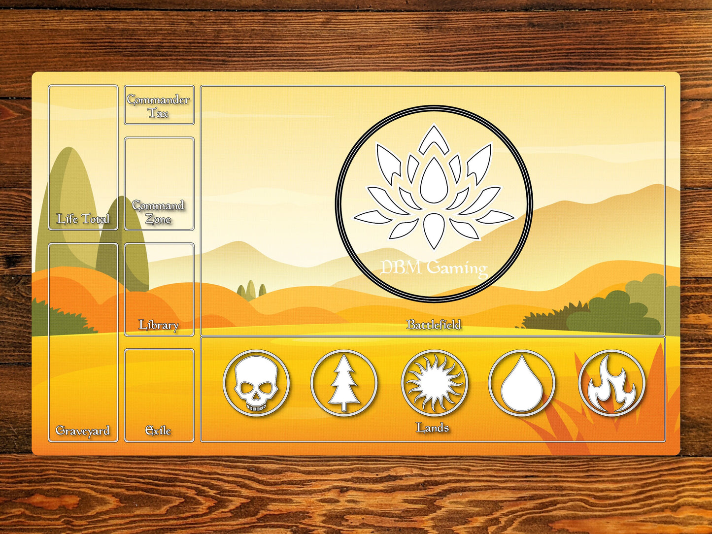 Plains 14" X 24" Playmat For Edh, Commander, And Other Tcg Games With Magic Zone Layout