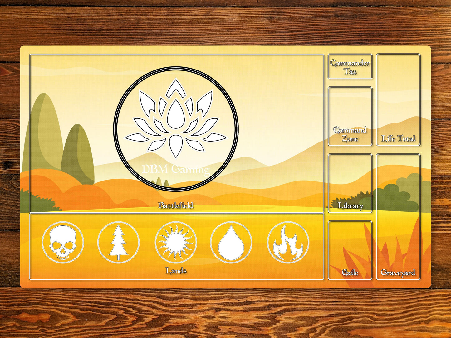 Plains 14" X 24" Playmat For Edh, Commander, And Other Tcg Games With Magic Zone Layout