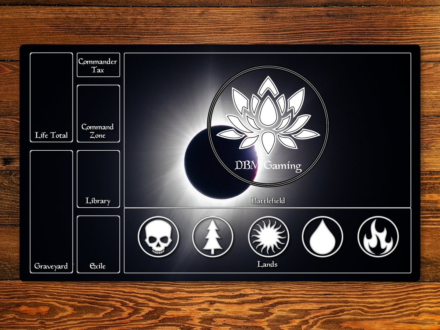 Solar Eclipse 14" X 24" Playmat with Magic Zone layout for EDH and Commander