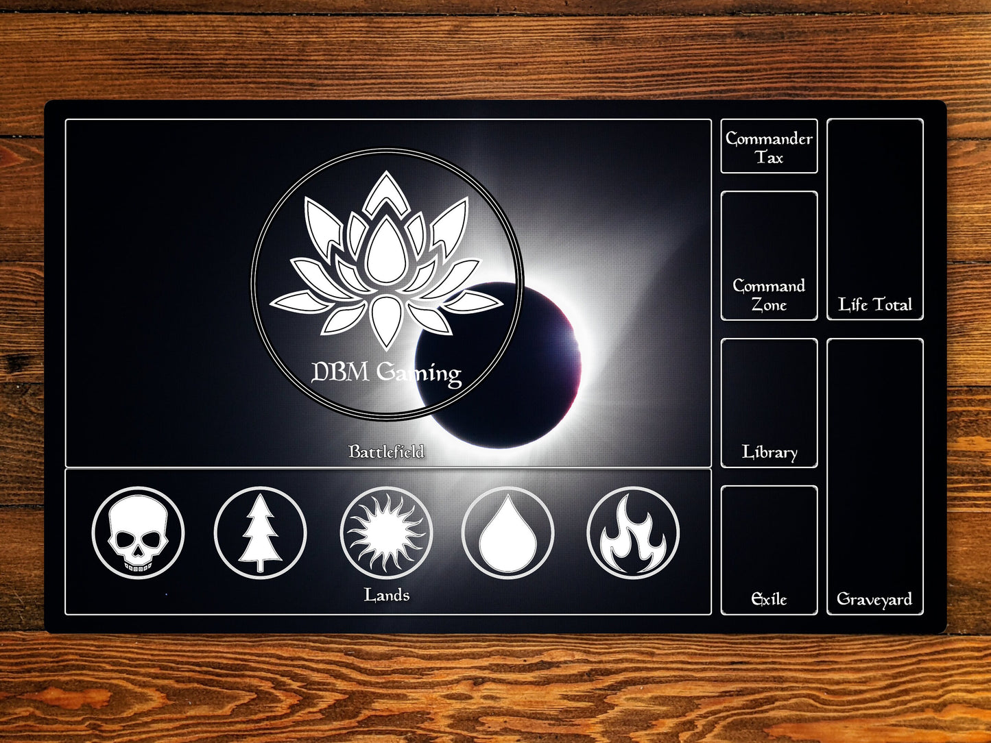 Solar Eclipse 14" X 24" Playmat with Magic Zone layout for EDH and Commander