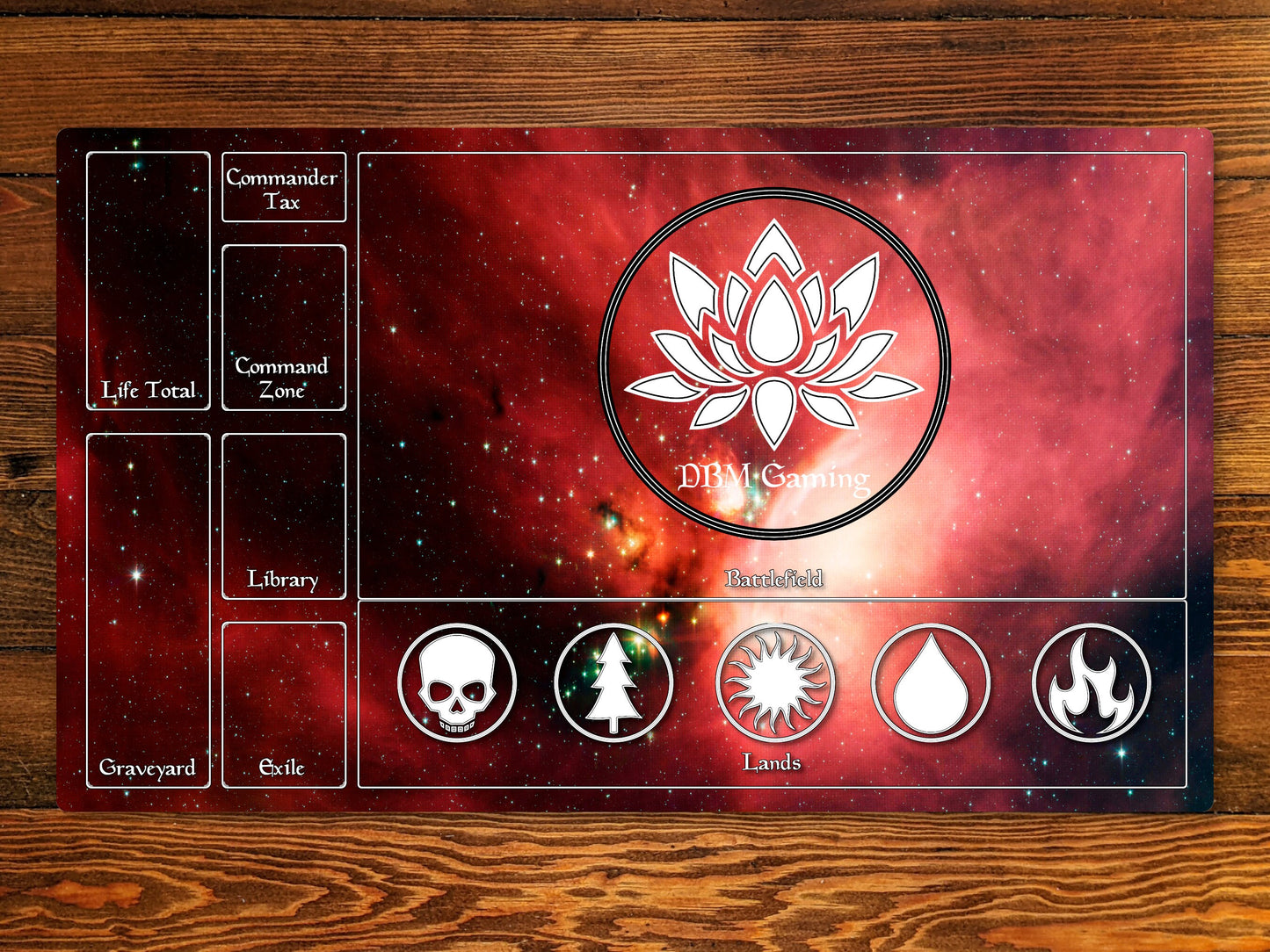 Magic Zone Layout 14" X 24" Playmat For Edh And Commander With The Rho Ophiuchi Dark Cloud Background