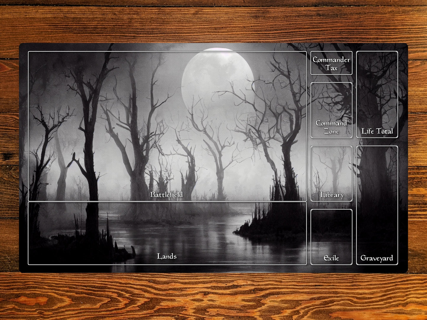 Swamp 14" X 24" Playmat For Card, Ccg, And Tabletop Games With Magic Edh Zone Layout Option For Commander