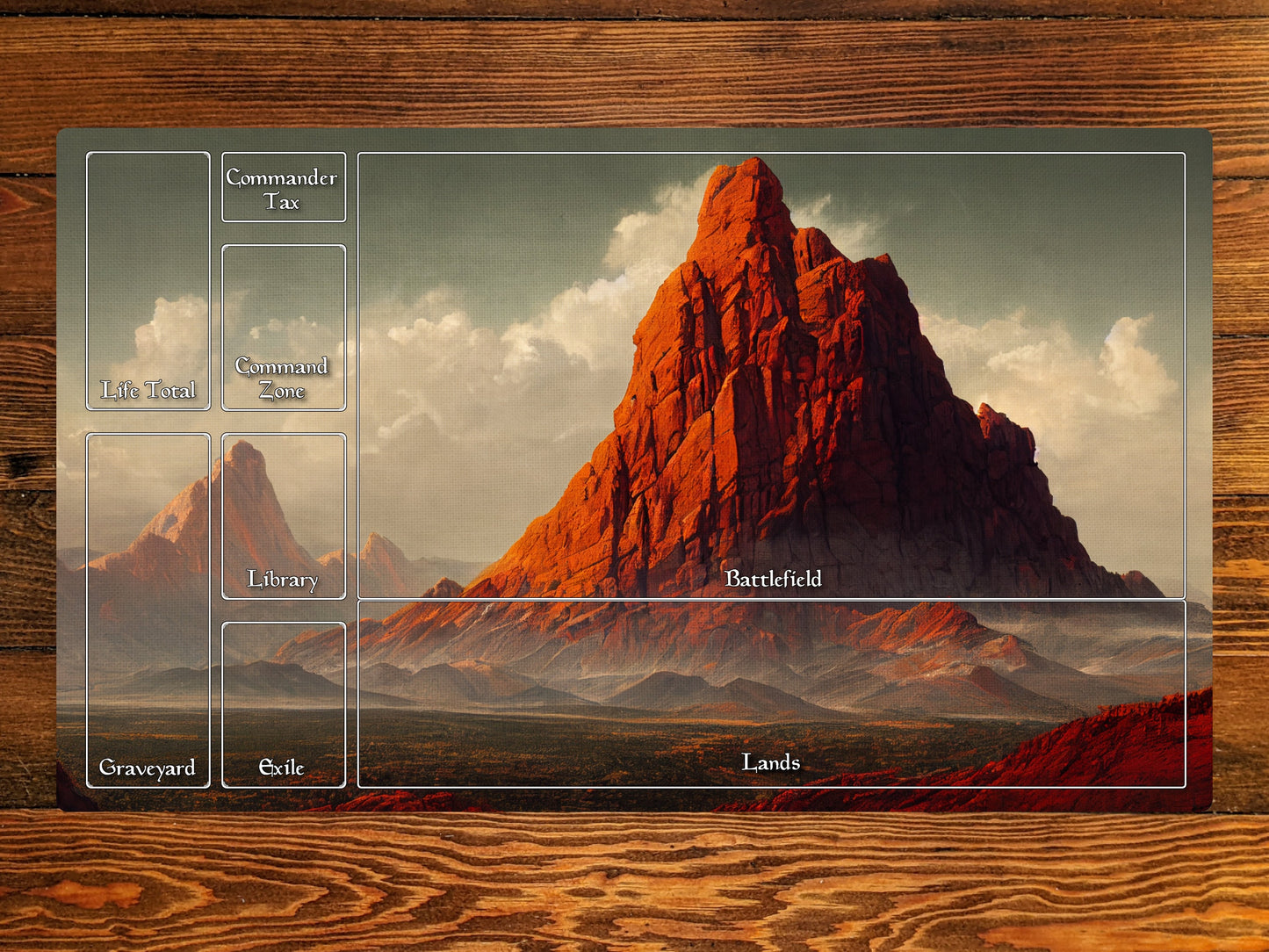 Mountain 14" X 24" Playmat For Card, Ccg, And Tabletop Games With Magic Edh Zone Layout Option For Commander
