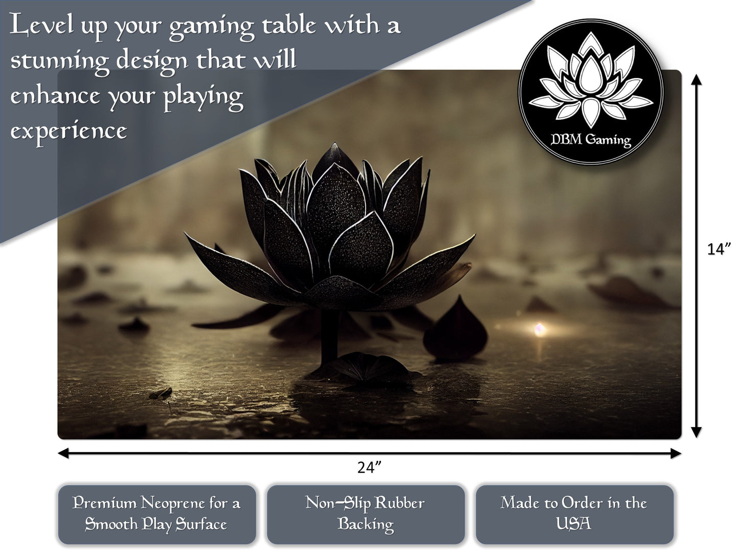 Black Lotus 14" X 24" Playmat For Card, Ccg, And Tabletop Games With Magic Edh Zone Layout Option For Commander