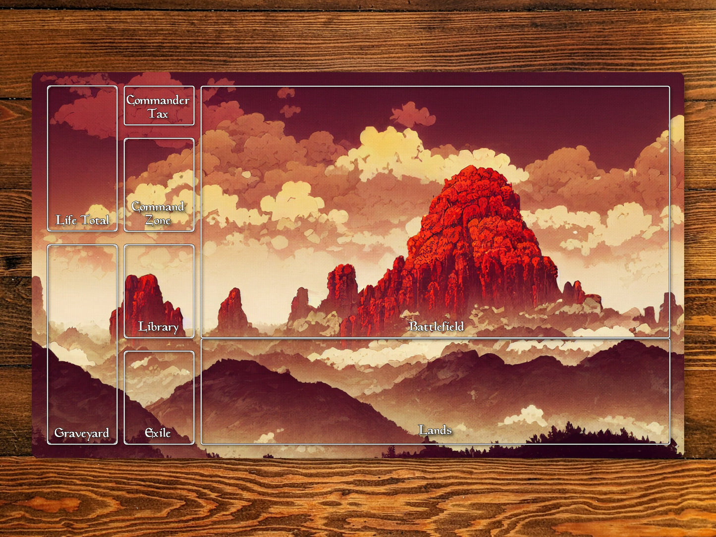 Anime Mountain 14" X 24" Playmat For Card, Ccg, And Tabletop Games With Magic Edh Zone Layout Option For Commander