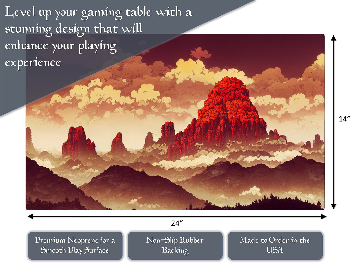 Anime Mountain 14" X 24" Playmat For Card, Ccg, And Tabletop Games With Magic Edh Zone Layout Option For Commander