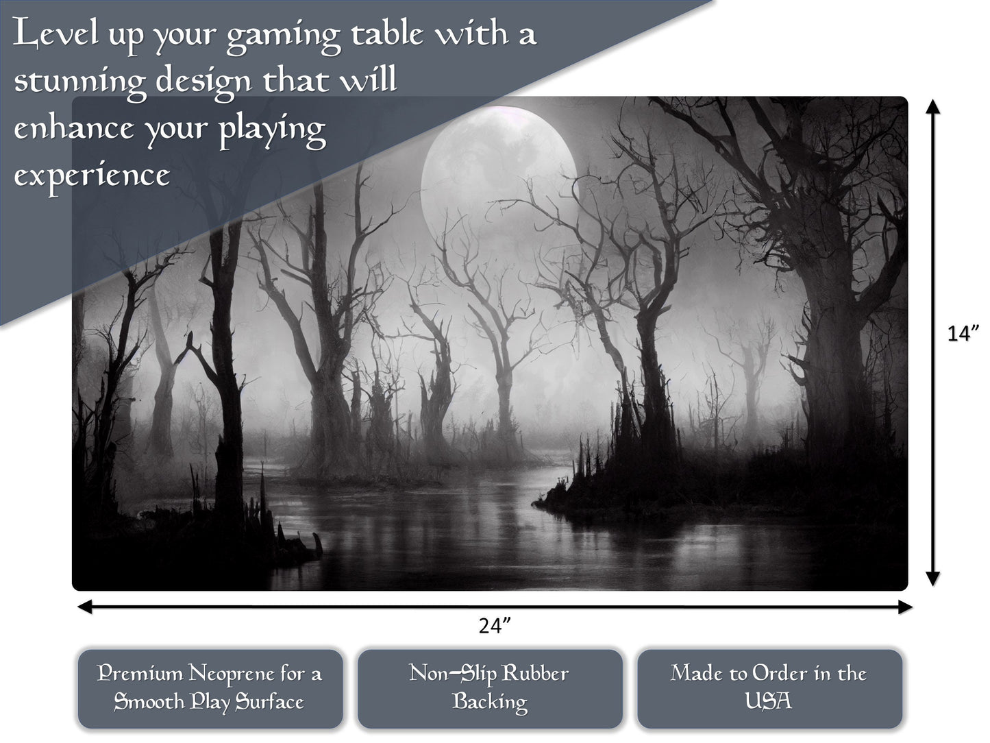 Swamp 14" X 24" Playmat For Card, Ccg, And Tabletop Games With Magic Edh Zone Layout Option For Commander