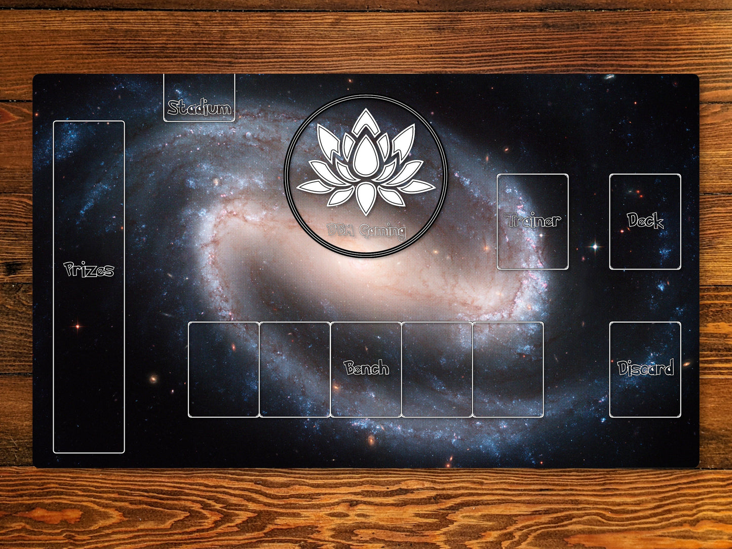 Magic Zone Layout 14" X 24" Playmat For Edh And Commander With Barred Spiral Galaxy Ngc 1300 Background