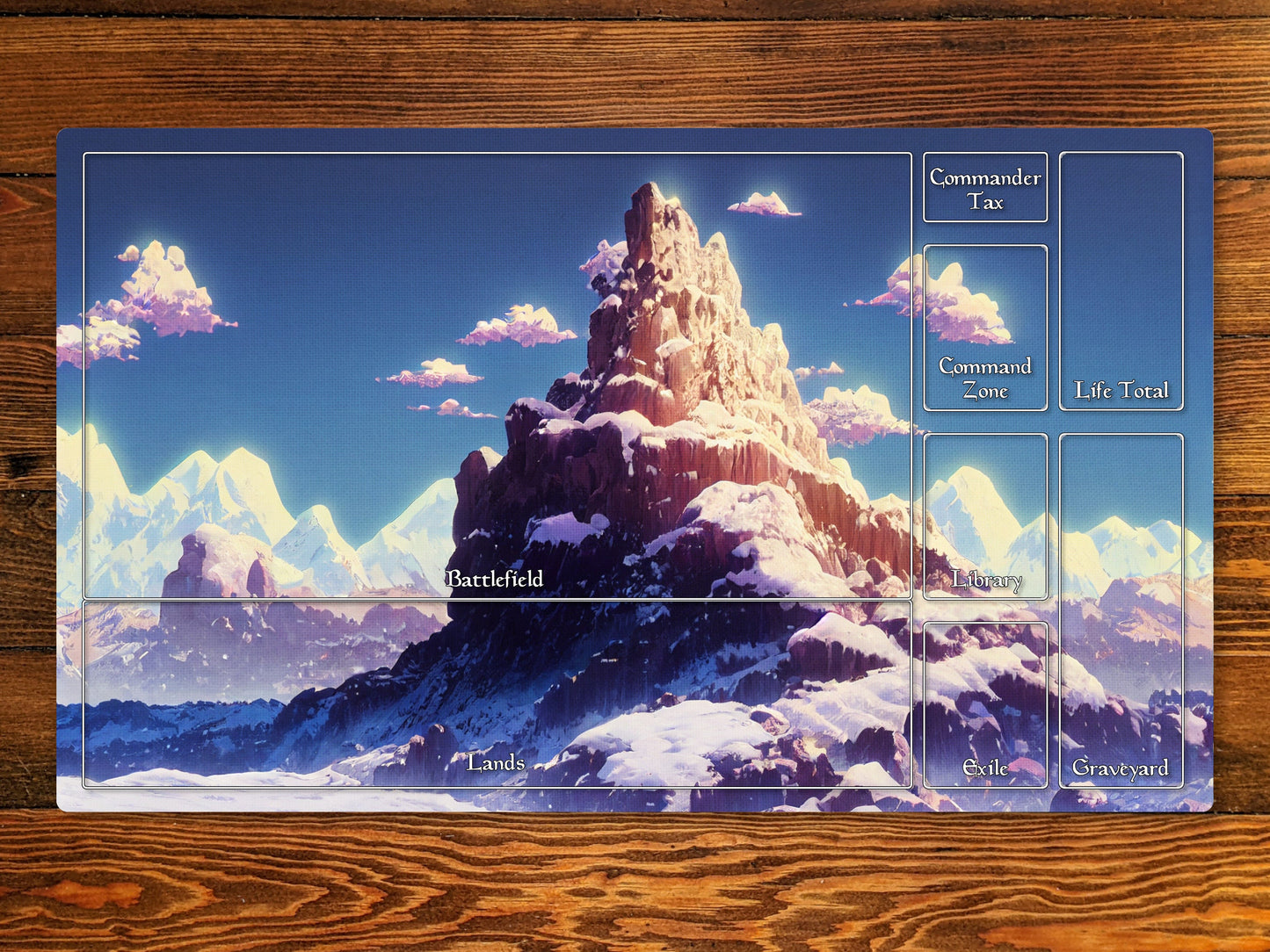 Anime Snow Mountain 14" X 24" Playmat For Card, Ccg, And Tabletop Games With Zone Layout Option For Commander, Edh, And other tcg games
